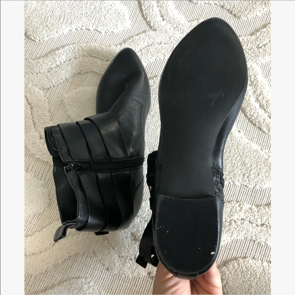 Nine West Black Leather Ankle Booties with Gold Hardware